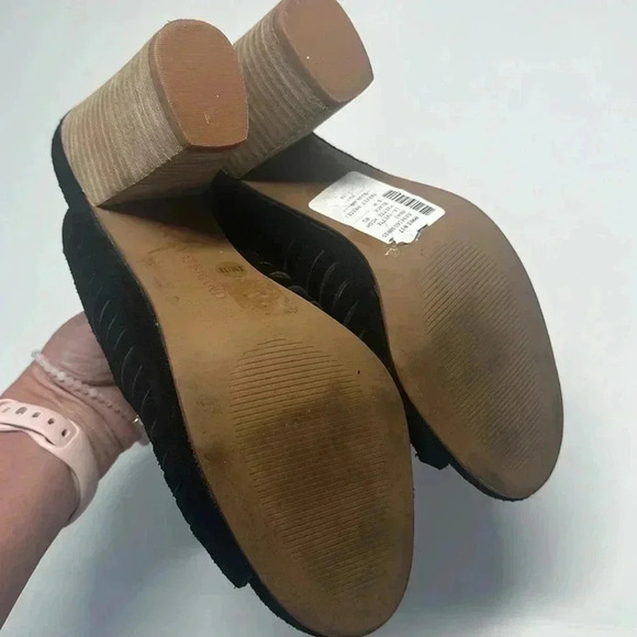 Lucky brand Yvette Woven Suede Chunky Block High Heel Open Toe Sandal - Picture 6 of 8